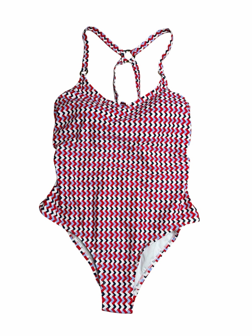 NWT Kona Sol Red White Blue Print One Piece Bathing Suit Size 14